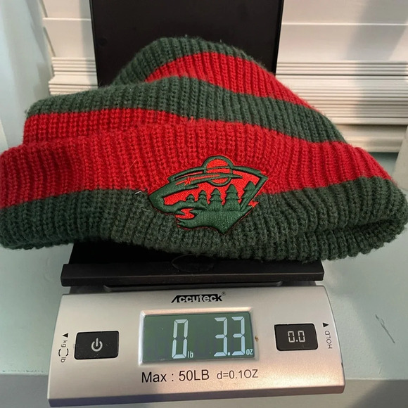 Minnesota Wild Beanie - OSFA - red and green striped - Picture 5 of 5
